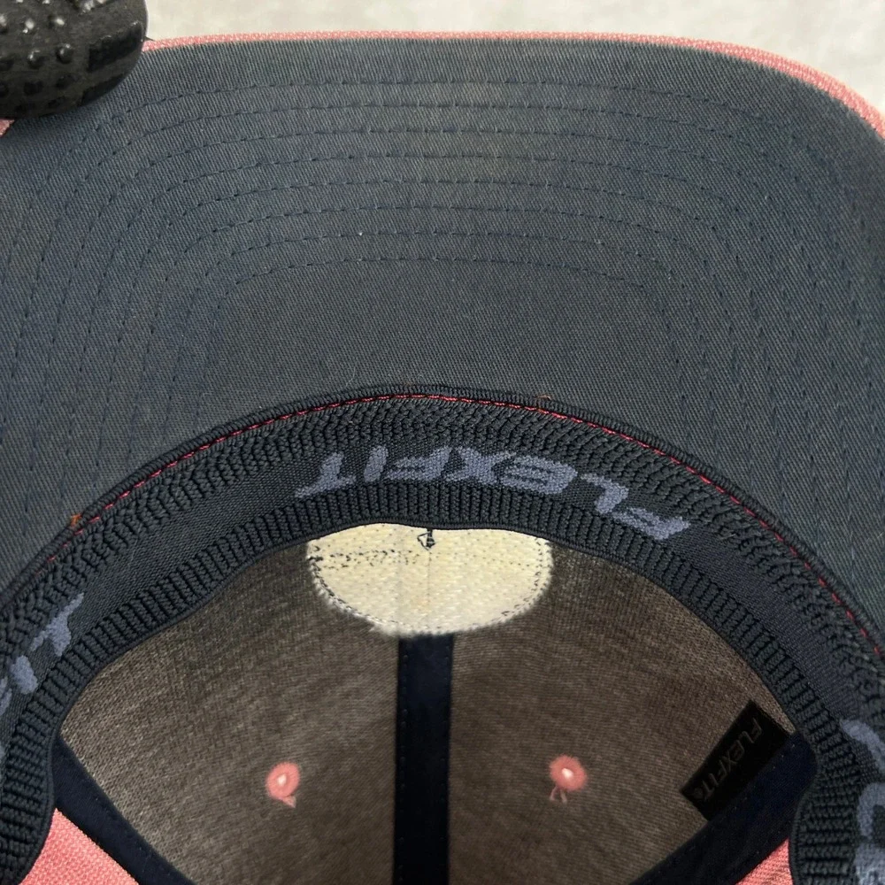 TravisMathew Flexfit Golf Hat S/M Pink Logo Patch Fitted Country Club Cap